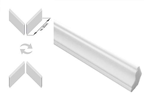 Zierleisten Sparpaket E-23-NK | inkl. vorgefertigte Ecken | leicht und stabil | extrudiertes Styropor | Stuckprofile | modern weiß | dekorativ | XPS | 22 x 22 mm | 40 Meter + 5 Ecken