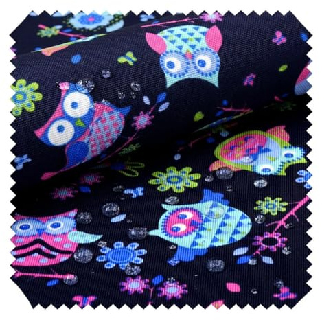 novely® OXFORD 210D - D8 Eule Navy Pink - Bedruckter Polsterstoff - Outdoor Dekostoff - Wasserabweisende Reißfeste Meterware 1lfm