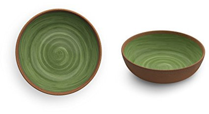 Emporio Zani Serie Touch-Mel Set 2 Piatti Fondi Colore Verde Natural cm 20,5