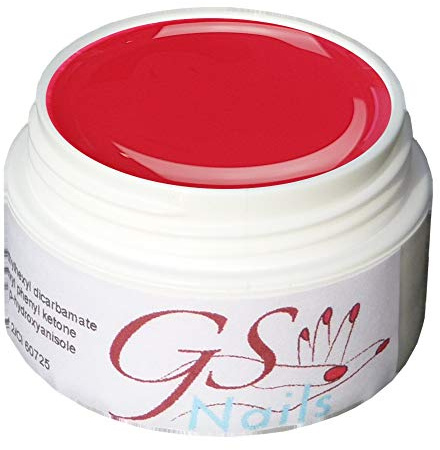 GS-Nails UV Farb-Gel für Nail-Art & Nagel-Design - 5 ml UV-härtendes Cover-Gel - Nail-Gel - selbstglättendes Nagel-Gel - Pastell Rot - A9