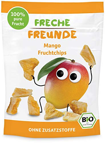 FRECHE FREUNDE Bio Fruchtchips Mango, gefriergetrocknete Früchte für unterwegs, 14 g