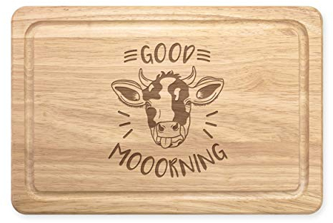 Good Mooorning Cow Rectangular Wooden Chopping Board