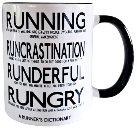 Worry Less Design Gifts for Runners - Funny Running Mug - Running Gifts - 330ml Professionally Printed Ceramic Mug - Presents for Runners