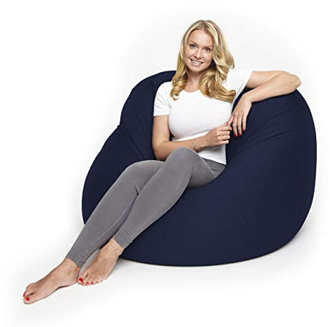 Lumaland Flexi Comfort Sitzsack Medium | Flexibler Premium Bean Bag | 142 x 84 cm Sitzkissen | Ideal zum Liegen oder Sitzen | Sessel & Sofa für Kinder und Erwachsene [Navyblau]