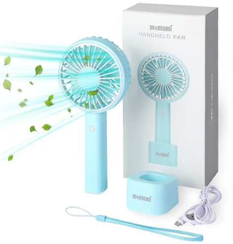 memumi Ventiladores de Mano, mini Ventilador de Escritorio de Ventilador Portátil Ligero para Oficina/Al Aire Libre/Viajar en Casa, Ventilador USB Portátil (Azul)