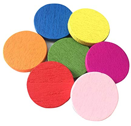 Toyvian 100 Stück runde Holzstücke bunte Scheiben Lernwerkzeuge Schüler Mathematik Lehrmittel für Kinder Mädchen (gemischte Farben)