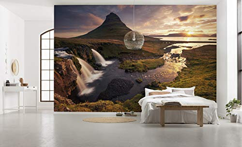 Komar Vlies Fototapete GUTEN MORGEN AUF ISLÄNDISCH | Tapete, XXL, Dekoration, Natur, Landschaft, Schlafzimmer, Wohnzimmer, Büro, Flur | Größe 400 x 250 cm (Breite x Höhe) | SHX8-042