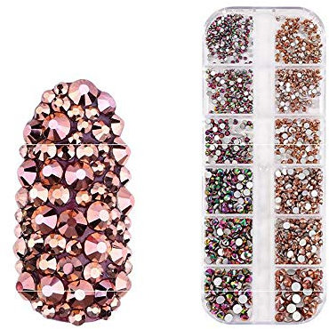 1 boîte de strass à paillettes pour nail art - Couleur or rose