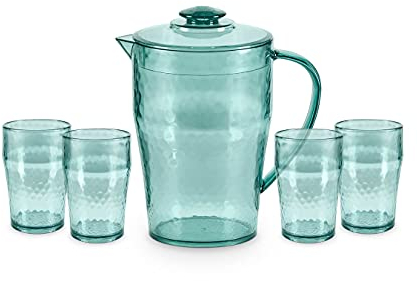 Coast & Country by Tower CC855004 Fresco Lot de 5 pichets réutilisables en plastique Turquoise