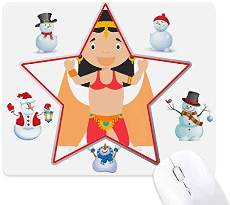 Tapis de souris traditionnel oriental avec motif bonhomme de neige et étoile