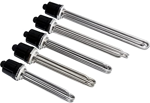 JINGERL DN32 1 1/4inch BSP Thread Electrical Heating Pipe Water Heater Immersion Element 3KW/4.5KW/6KW/9KW/12KW 220V/380V (Color : 220V, Size : 6KW All 304SUS)