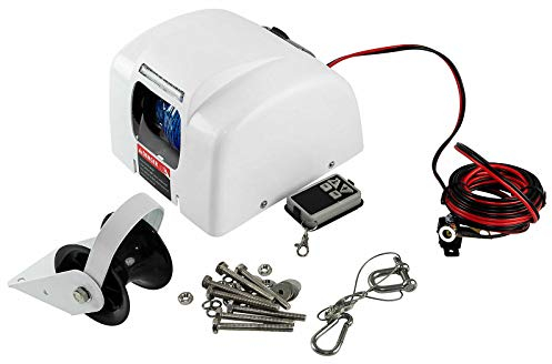 OUKANING Molinete eléctrico 12V con cabrestante de Barco de Control Remoto Agua Salada para Anclas de hasta 45 Libras