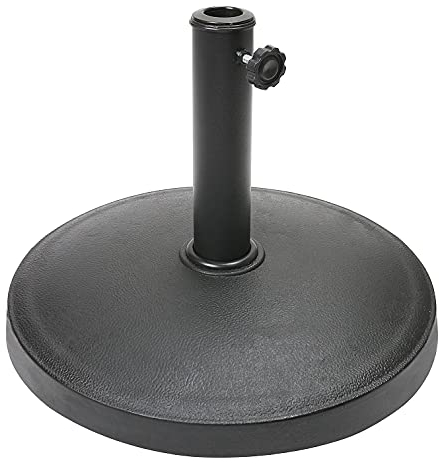 Ossian Cast Iron Parasol Base – Universal Heavy Duty 12kg Decorative Round Cast Iron Effect Outdoor Home Garden Patio Decking Adjustable Resin Umbrella Parasol Shade Pole Leg Weight Holder Stand