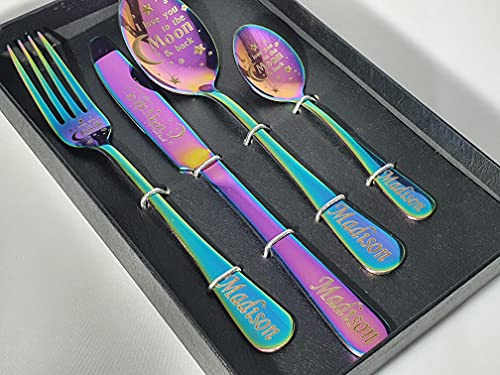 Personalized Gift, Customized Cutlery Set, Personalised Adult Cutlery Set, Fork, Knife, Spoon and Teaspoon, Stainless Steel, Customized Fork