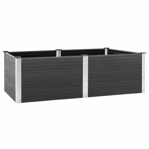 vidaXL Garten Hochbeet Pflanzbeet Gemüsebeet Pflanzkasten Blumenbeet Blumenkasten Blumenkübel Pflanzkübel Frühbeet 200x100x54cm WPC Grau