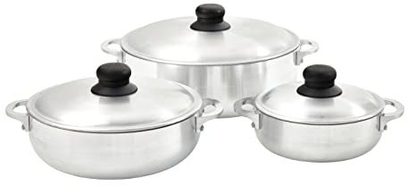 IMUSA USA - Juego de 3 piezas de caldero de aluminio natural (1.6/3.2/4.6 cuartos de galón), plateado