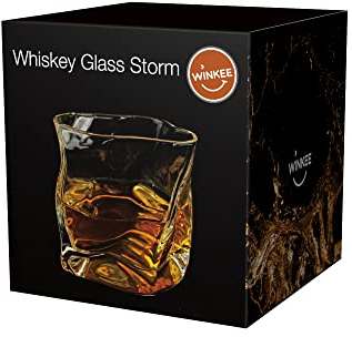Winkee - Modernes Whisky-Glas Storm | Whiskyglas unregelmäßig geformt | Geeignet für Bourbon Whisky, Scotch Whisky, Rum, Vodka, Brandy, Gin | Geschenk an Weihnachten, Vatertag, Geburtstag