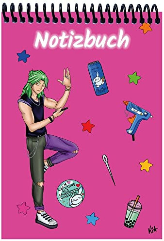 A 5 Notizblock Manga Quinn, pink, blanko: Spiralbindung, Notizblock, Tagebuch, Notizen für die Schule, Uni oder unterwegs, verschiedene Lineaturen und Muster