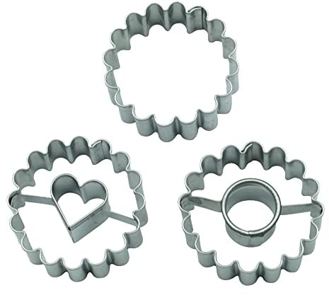 BekkiB 3er-Set Ausstechformen „Kreise“ - Runde Ausstecher - 2 Linzer Ausstecher mit Herz & Kreis - für Spitzbuben, Hildabrötchen & Plätzchen - Spülmaschinengeeignet - 7788
