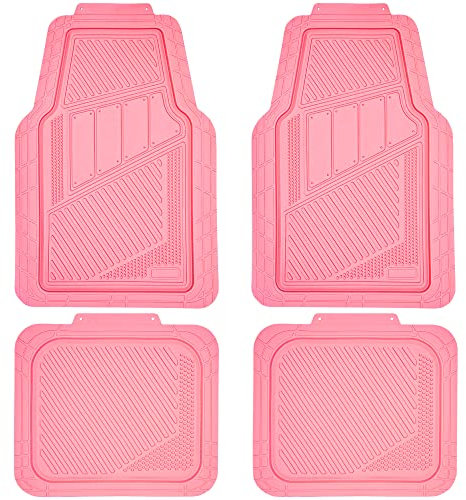 CAR PASS Strapazierfähige Gummi-Fußmatten, Pink, 4-teiliges Automatten-Set, universal, wasserdicht, für SUV, LKW, langlebig, Allwettermatten, Auto, Damen, Mädchen (alle rosa)