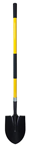 VNIMTI Heavy Duty Gardening Shovel, 56 Inch Round Blade with Fiberglass Handle (Yellow)