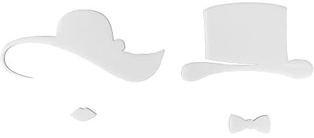 Pictogramme WC relief Plexi. Lot de 2 Plaques de porte Toilettes Originales Chapeaux double face au dos. Plexi blanc, noir, miroir or, argent - Plexi blanc - Petit format - -