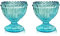 Blue Glass Easter Egg Cups for Soft or Hard Boiled Egg Holder - Pack 2 Egg Holders for Breakfast Brunch, Kitchenware, Easter Decoration Egg Cup for Spring Home Party tableware Decor Favors