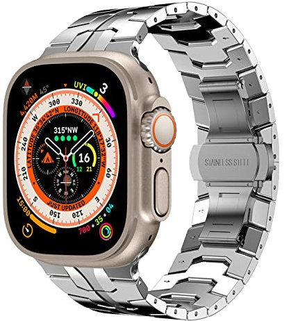 QANXGOG Correas de Metal Compatible con Apple Watch 49mm 45mm 44mm 42mm 41mm 40mm 38mm, Inoxidable Correa de Repuesto Compatible con iWatch Ultra SE2 SE Series 8 7 6 5 4 3 2 1,Silver,38/40/41mm