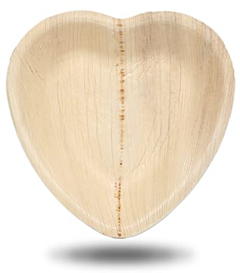 Eco Leaf 16cm Heart-Shaped Palm Leaf Plates – 25 Pack | Compostable, Biodegradable, Eco-Friendly | Sturdy Disposable Dinnerware for Picnic, Wedding, Party, and Events