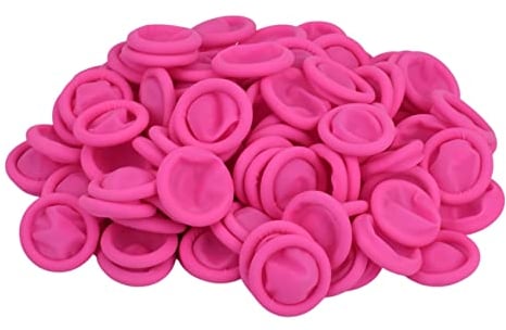 100 Pcs Disposable Finger Protectors, Finger Cots, Latex Anti-Static Finger Tip Rubber Protect Keeping Dressing Dry and Clean, for Beauty Electronic Repair (Pink)