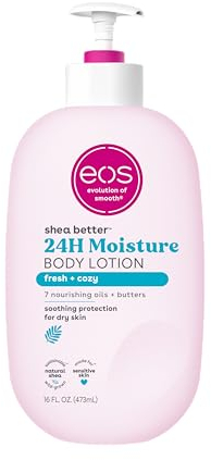 eos Shea Better Body Lotion- Fresh & Cozy, 24-Hour Moisture Skin Care, Lightweight & Non-Greasy, Made with Natural Shea, Vegan, 16 fl oz