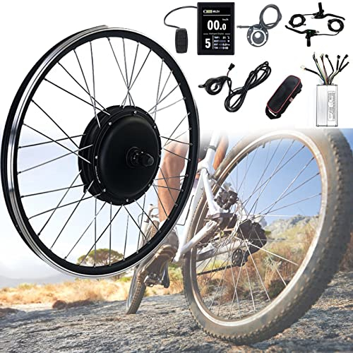 DOZPAL Kit di conversione Bici elettrica Ruota Anteriore/Posteriore, Kit Motore mozzo Senza spazzole 48v 1000w Senza spazzole con Display LCD (Senza Batteria),RearWheel-20inch