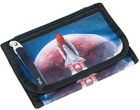 Baagl Brustbeutel Kinder - Geldbörse für Jungen - Geldbeutel, Mini Portemonnaie, Kleingeld Münzbörse (Space Shuttle)