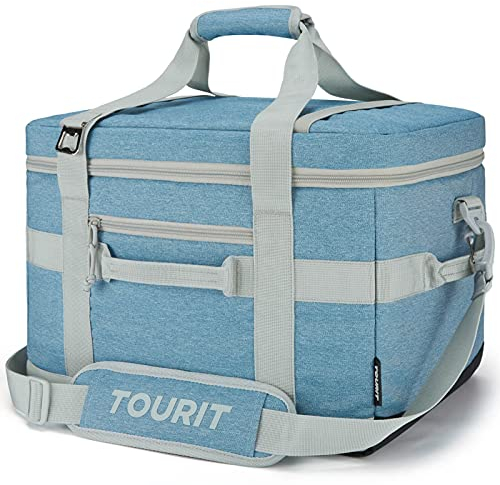 TOURIT Bolsa Enfriadora de 48 Latas,Aislada,Suave,Grande,Plegable,32L,para Picnic,Playa,Trabajo,Viaje,Azul