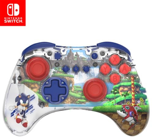 PDP REALMz Controller wireless Nintendo Switch Pro, LED personalizzabile, batteria ricaricabile 40 ore, licenza ufficiale Nintendo e SEGA: Sonic Superstars (Sonic Green Hill Zone)