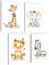 mojoliving Bilder Kinderzimmer jungen Baby Zimmer Poster Set Wandbilder Kinderzimmer mädchen Babyzimmer Deko Bilder Zimmer Dekoration (Set Giraffe, Elefant, Baby Löwe, Zebra)