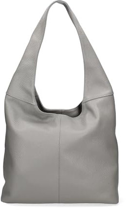 Gave Lux Damen Handtasche aus Dollaro-Leder in Grau 39x55x13 cm