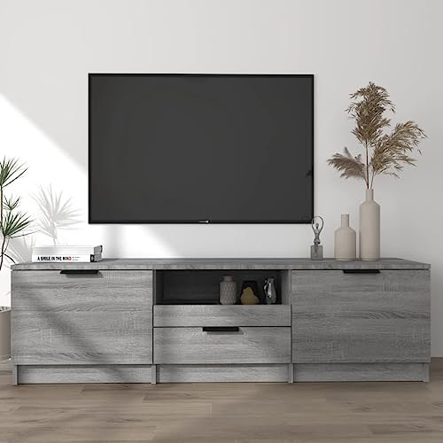 TJROO Mobile Porta TV con Cassetti Grigio Sonoma 140x35x40cm Legno Multistrato Mobili Sala Console TV Mobile TV con Cassetti Cassettiera Legno Mobili Televisione Mobile Salone