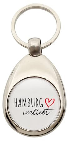 huuraa Schlüsselanhänger Hamburg verliebt Geschenk Schlüsselring Anhänger Metall Einkaufswagenchip Hamburg Geschenkidee