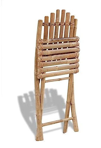 Makastle 5-TLG. Gartenmöbel Set Stühle mit Tisch, Garten Sitzgruppe für 4 Personen, Essgruppe Sitzgarnitur Gartengarnitur Garten Loungemöbel für Terrasse und Balkon, Klappbar Bambus