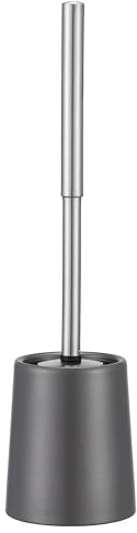 Smartbin Toilet Brush and Holder Toilet Cleaning Brush Bathroom Brushes Toilet Brush and Holder Set Double Layer Holder Long Brush Handle High Density Bristles Metal Holder Grey