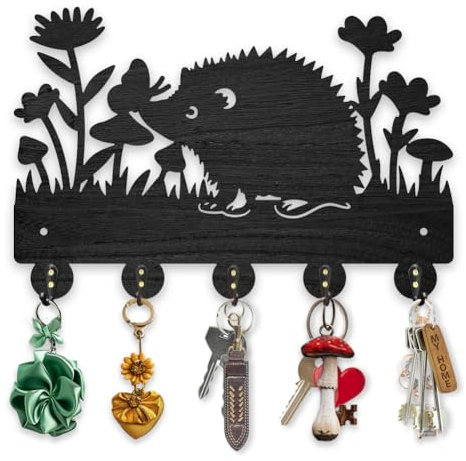 MAYJOYDIY Lot de 5 crochets muraux en alliage pour clés en forme de hérisson, fleur, papillon, 30 x 20 cm, pour décoration de salon, cuisine