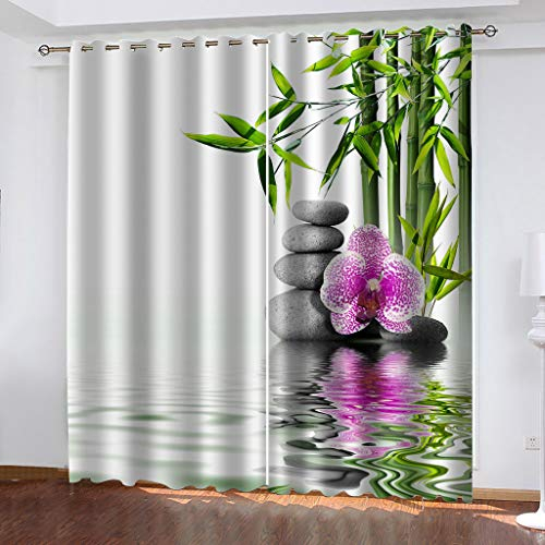 GOKSEL Gardine Vorhänge 2 Stück x 140 B x 175cm H Orchidee Blickdichte Gardinen - Lichtundurchlässige Vorhang mit Ösen für Schlafzimmer Geräuschreduzierung