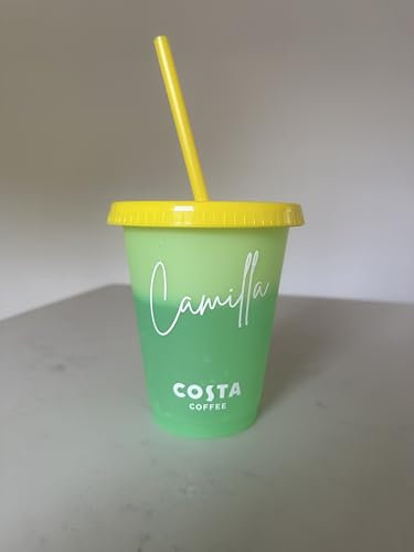 Colour Changing Costa Personalised Reusable Frappe Cup (Light Blue/Lime)