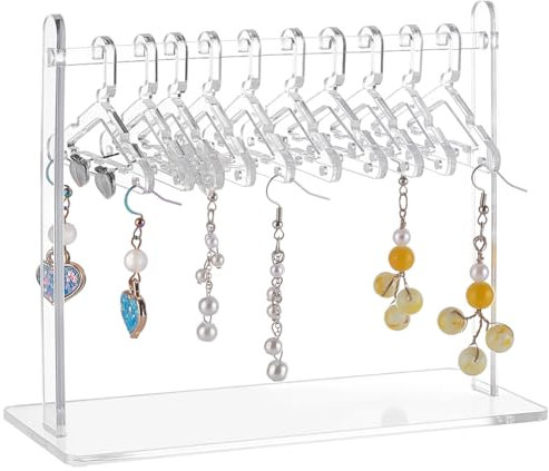 PH PandaHall Support de Boucles D'Oreilles Transparent Organisateur de Suspension de Boucles D'Oreilles Présentoirs en Acrylique avec 10 cintres pour Exposition Personnelle de Spectacle de Détail