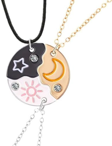 APMGONT Beste Freund Halskette Magnetische Bff Halskette für Mädchen Herz Freundschaft Kette für 2/3 Mädchen, Geburtstag Weihnachten Schmuck für Schwestern Frauen Mädchen (Set E 3PCS)