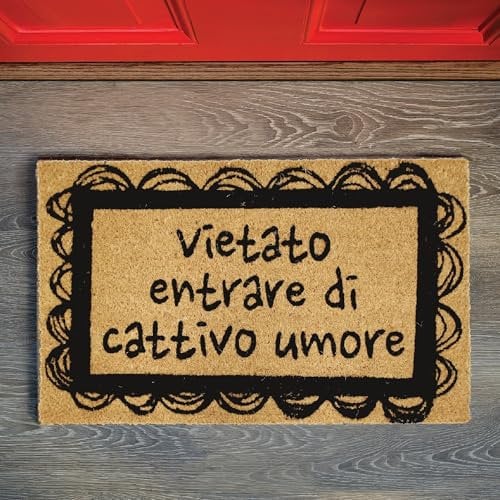 Comart - Zerbino Gag in Cocco - 40x70 cm - Tappetino Simpatico con Scritte Divertenti - per Ingresso Esterno e Interno - Fondo Antiscivolo - Pulizia Facile - Arredo e Regali Casa - Vietato Entrare