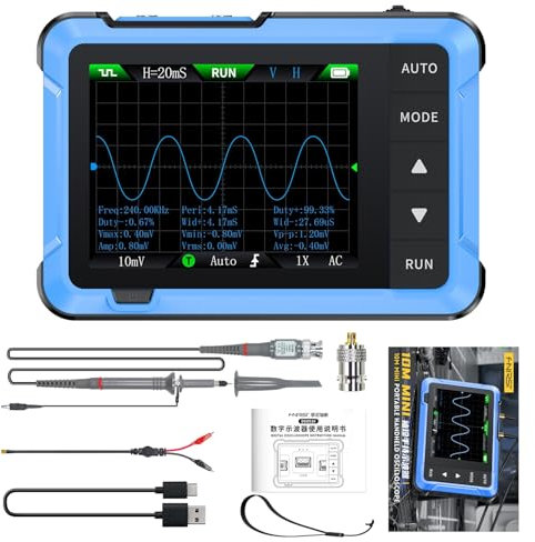 DEWIN Oscilloscopio,DSO510 2 in 1 Oscilloscopio Portatile/Generatore di Segnali Oscilloscopio Digitale da 2,8 Pollici TFT Larghezza di Banda di 10 MHz,Frequenza di Campionamento di 48