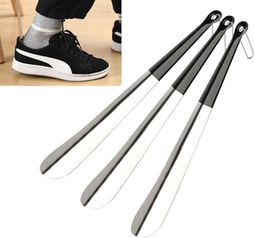 3 Pcs Chausse Pied Long Metal 30 cm, Chausse Pied Metal, Chausse Pieds en Acier Inoxydable, Chausse-Pieds Métal, Chaussé Pied Shoe Horn pour Toutes Les Tailles de Pieds, Cuillère à Chaussures