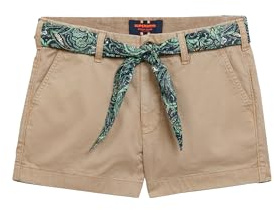 Superdry Damen Klassische Chino-Shorts Stonewash Taupe Braun 40